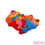 ตัวรีดการ์ตูนไอศครีมถ้วยสูง ตัวรีดติดเสื้อ อาร์มปักตกแต่ง DIY EMBROIDERY PATCH (00080012)