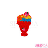 ตัวรีดการ์ตูนไอศครีมถ้วยสูง ตัวรีดติดเสื้อ อาร์มปักตกแต่ง DIY EMBROIDERY PATCH (00080012)