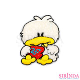 ตัวรีดการ์ตูนเป็ดถือถุงเงิน ตัวรีดติดเสื้อ อาร์มปักตกแต่ง DIY EMBROIDERY PATCH (00080028)