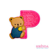 ตัวรีดการ์ตูนหมีเกาะตัวP ตัวรีดติดเสื้อ อาร์มปักตกแต่ง DIY EMBROIDERY PATCH (00080004)