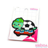 ตัวรีดการ์ตูนเต่าลูกฟุตบอลขี่สเก็ตบอร์ด ตัวรีดติดเสื้อ อาร์มปักตกแต่ง DIY EMBROIDERY PATCH (00080539)
