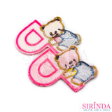 ตัวรีดการ์ตูนหมีเกาะตัวP ตัวรีดติดเสื้อ อาร์มปักตกแต่ง DIY EMBROIDERY PATCH (00080004)