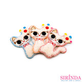 ตัวรีดการ์ตูนแมวสวมมงกุฏ ตัวรีดติดเสื้อ อาร์มปักตกแต่ง DIY EMBROIDERY PATCH (00080038)