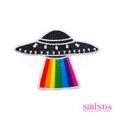 ตัวรีดการ์ตูนยานแม่UFO ตัวรีดติดเสื้อ อาร์มปักตกแต่ง DIY EMBROIDERY PATCH (00080482)