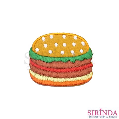 ตัวรีดการ์ตูนแฮมเบอร์เกอร์ ตัวรีดติดเสื้อ อาร์มปักตกแต่ง DIY EMBROIDERY PATCH (00080375)