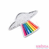 ตัวรีดการ์ตูนยานแม่UFO ตัวรีดติดเสื้อ อาร์มปักตกแต่ง DIY EMBROIDERY PATCH (00080482)