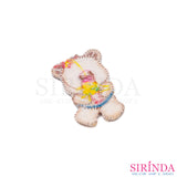 ตัวรีดการ์ตูนหมีอุ้มกระถางดอกไม้ ตัวรีดติดเสื้อ อาร์มปักตกแต่ง DIY EMBROIDERY PATCH (00080424)