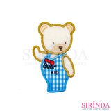 ตัวรีดการ์ตูนหมีโบกมือ BEAR KID ตัวรีดติดเสื้อ อาร์มปักตกแต่ง DIY EMBROIDERY PATCH (00080378)