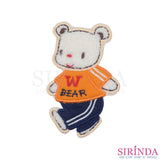 ตัวรีดการ์ตูนหมีเดินWBEAR ตัวรีดติดเสื้อ อาร์มปักตกแต่ง DIY EMBROIDERY PATCH (00080412)