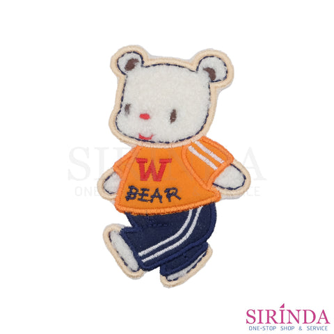 ตัวรีดการ์ตูนหมีเดินWBEAR ตัวรีดติดเสื้อ อาร์มปักตกแต่ง DIY EMBROIDERY PATCH (00080412)