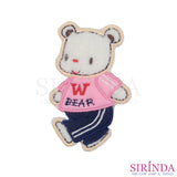 ตัวรีดการ์ตูนหมีเดินWBEAR ตัวรีดติดเสื้อ อาร์มปักตกแต่ง DIY EMBROIDERY PATCH (00080412)