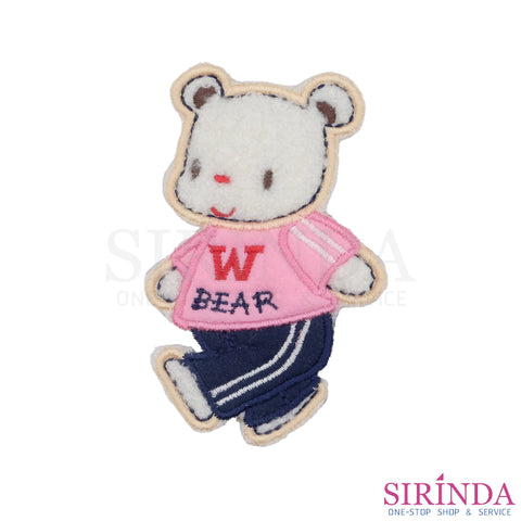 ตัวรีดการ์ตูนหมีเดินWBEAR ตัวรีดติดเสื้อ อาร์มปักตกแต่ง DIY EMBROIDERY PATCH (00080412)